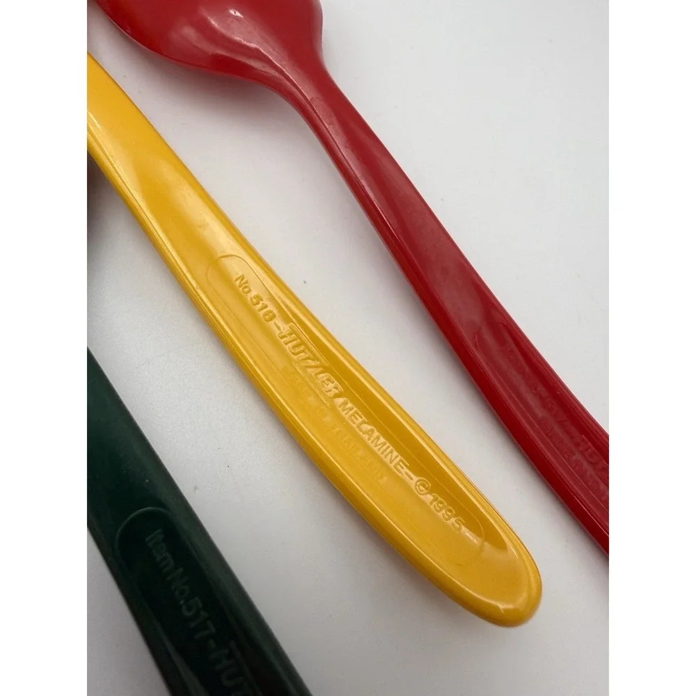 Vtg Hutzler Melamine Serving Cooking Utensils 7pc Lot‎ Spoons 8 In Mixed Colors
